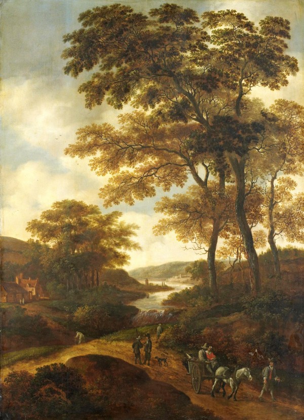 Dutch landscape with river and figures by Pieter Jansz van Asch